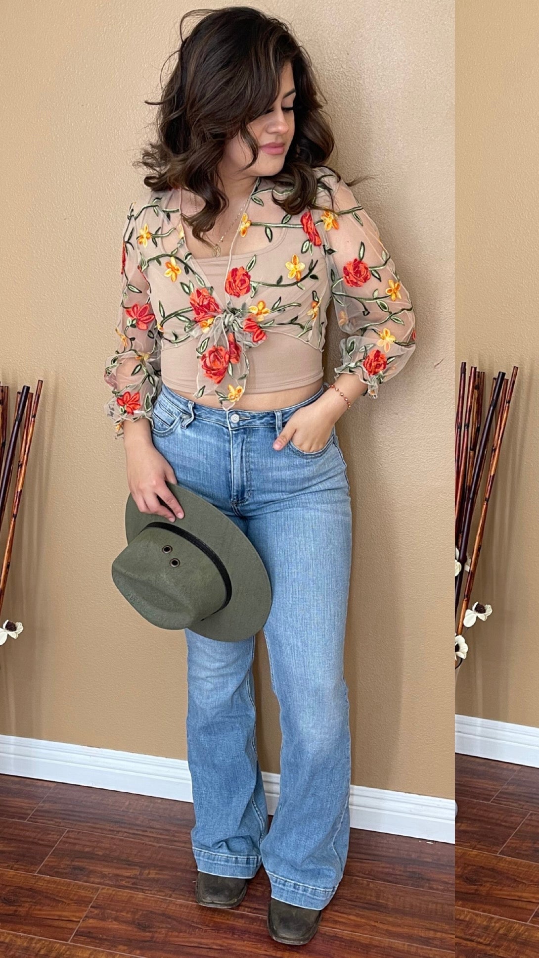 Embroidered Crop Cardigan