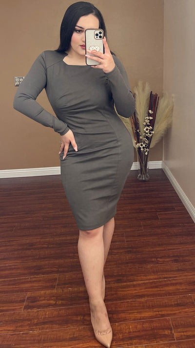 Samantha Midi Dress (Dark Olive)