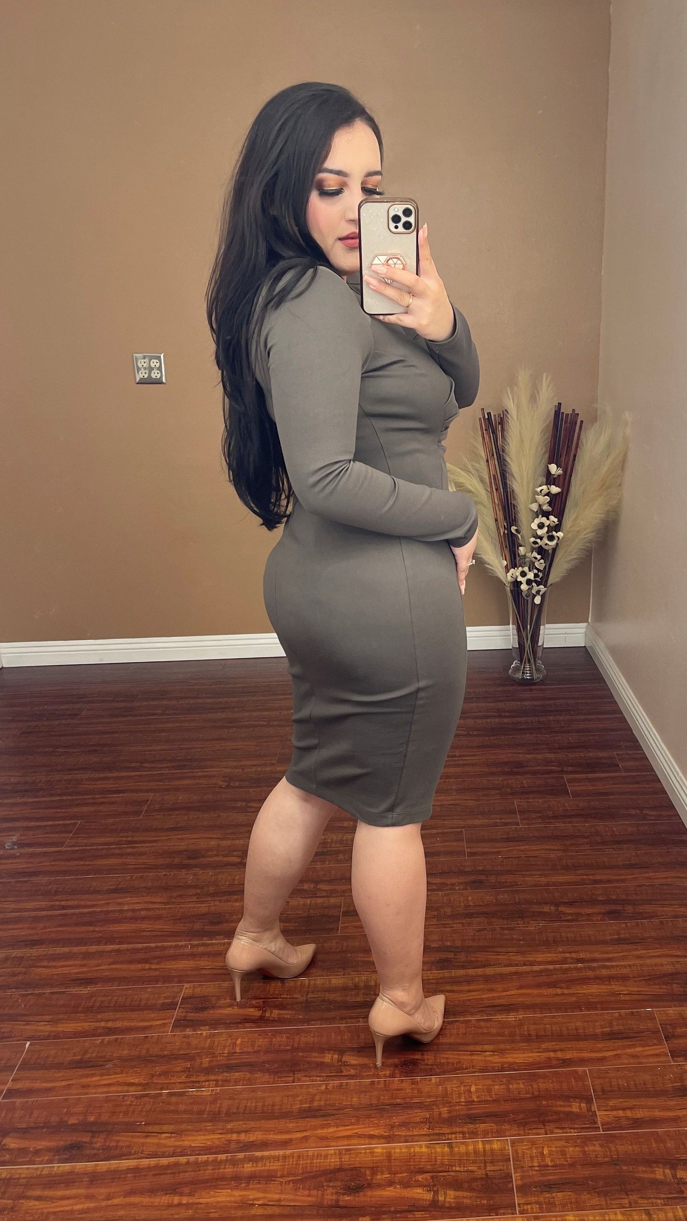 Samantha Midi Dress (Dark Olive)
