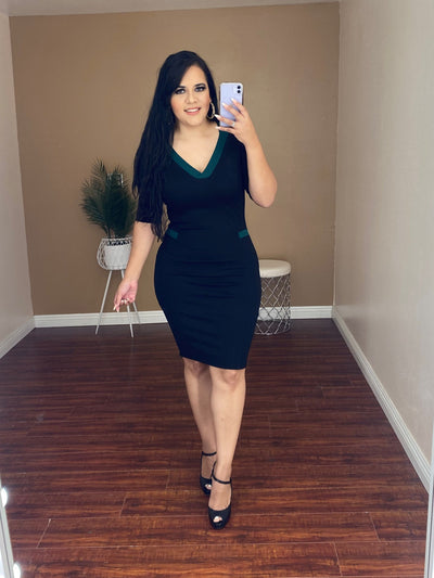 Danielle Dress (Black/Hunter Green)