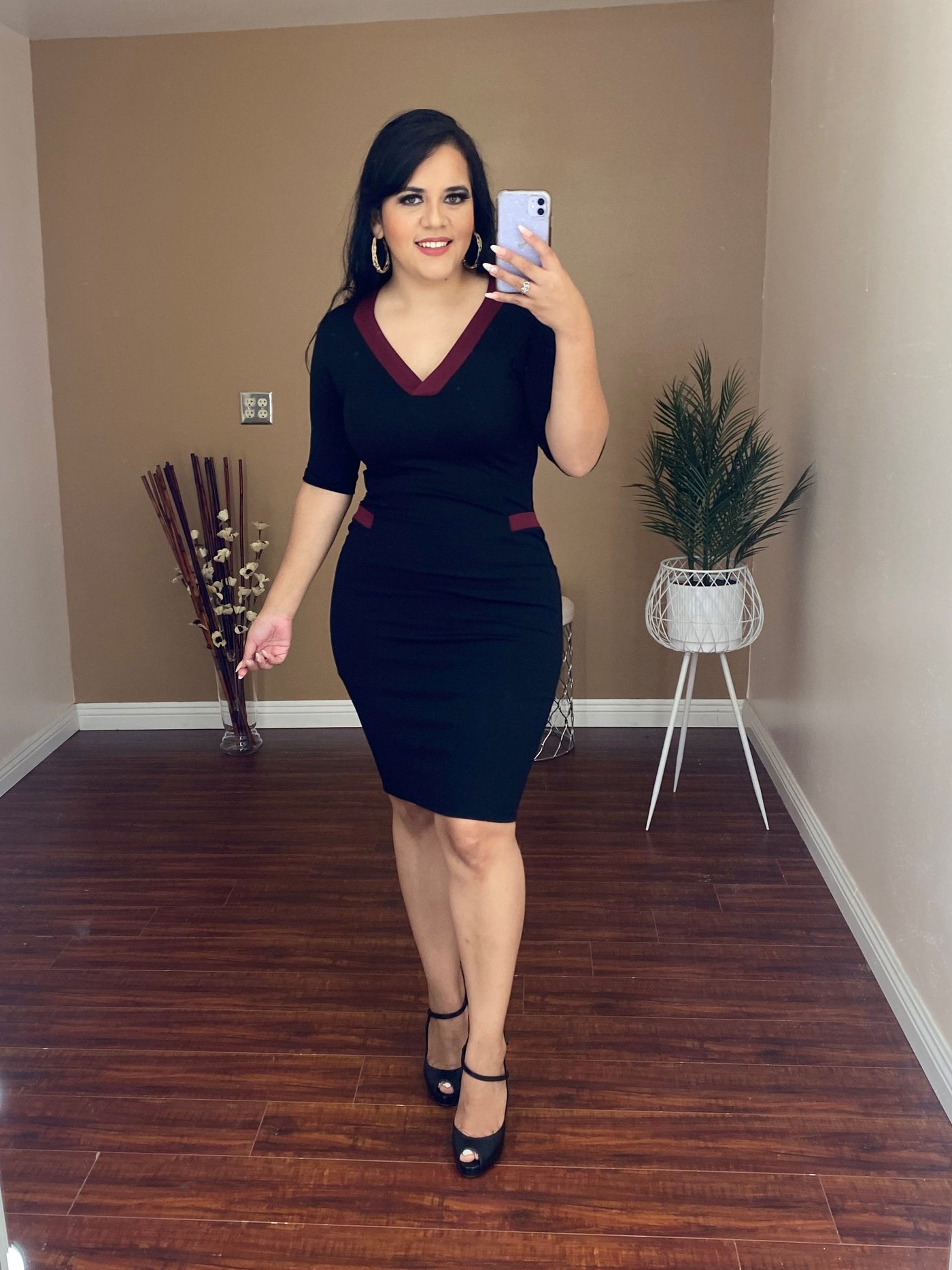 Danielle Dress (Black/Burgundy)