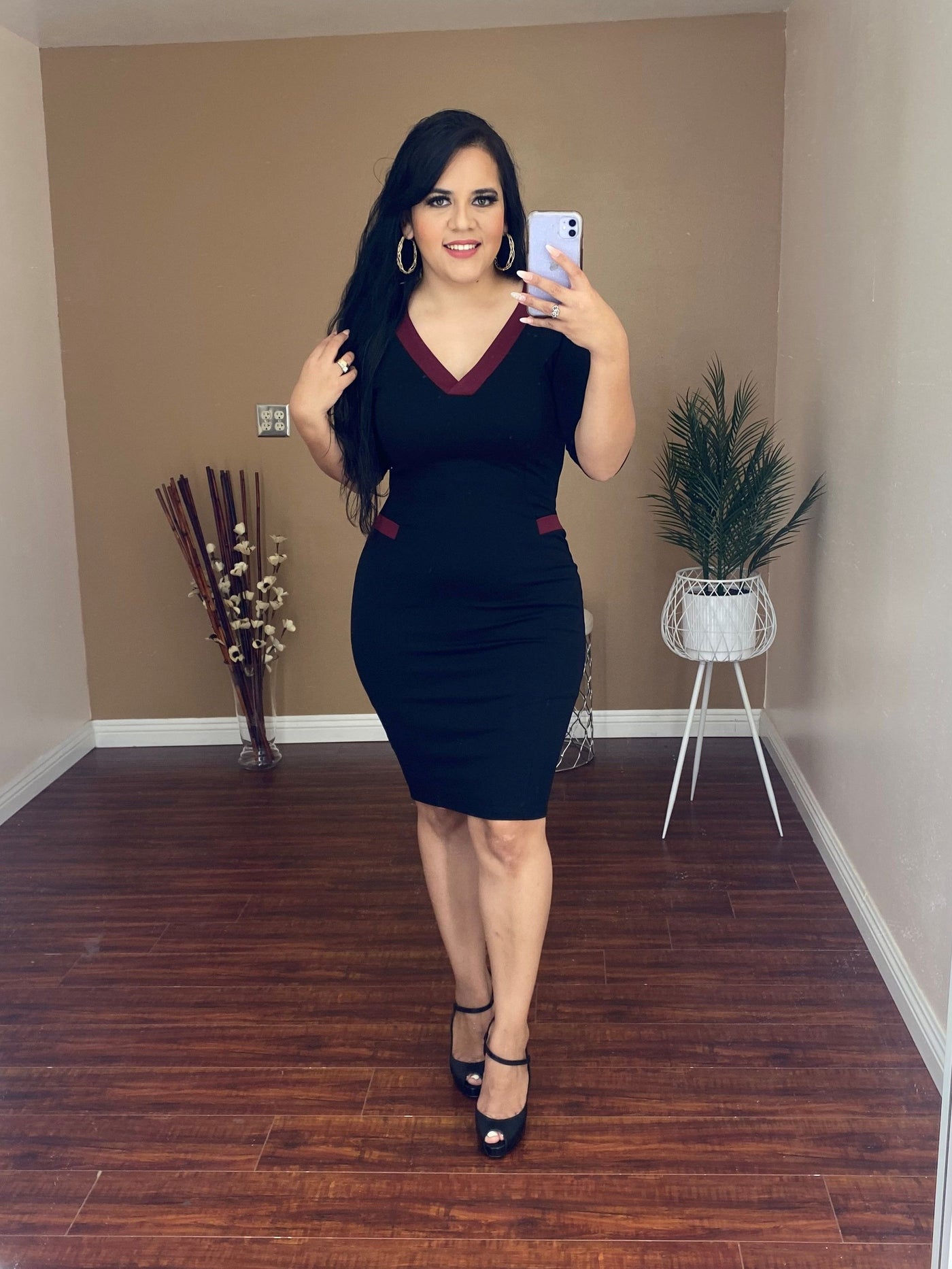 Danielle Dress (Black/Burgundy)