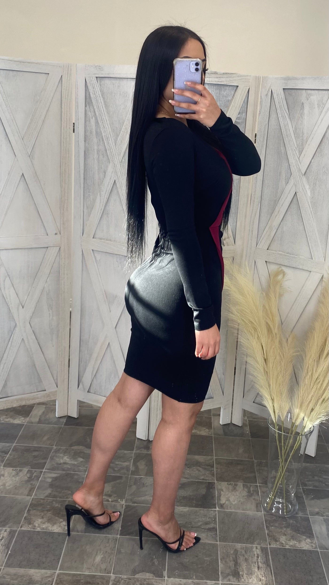 Olivia Midi Dress (Burgundy)