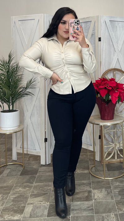 Leather Blouse (Cream)