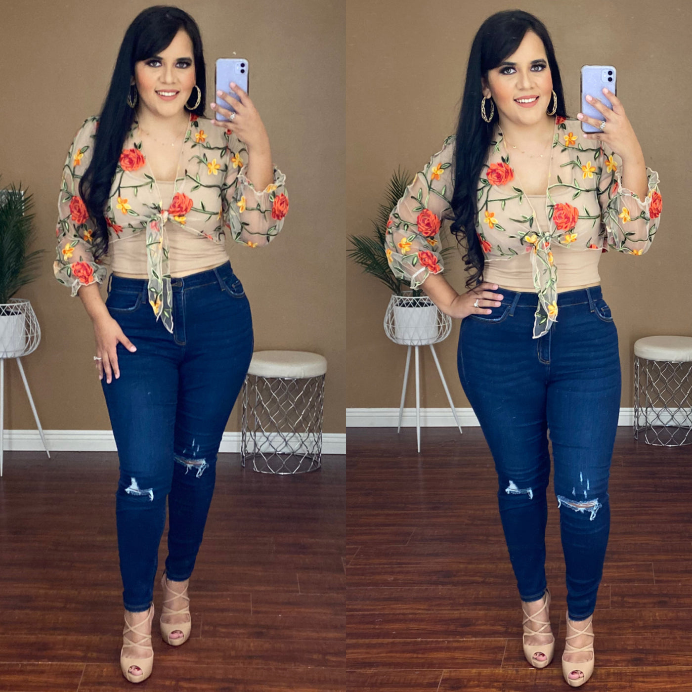 Embroidered Crop Cardigan