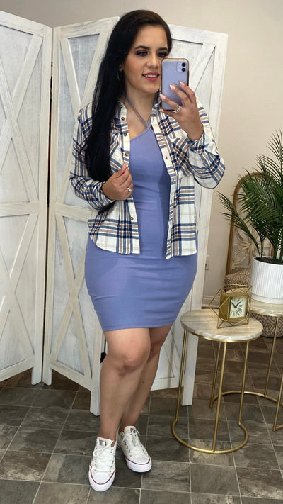 Pick Me Up Halter Dress (Blue)