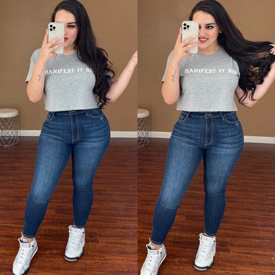Manifest It Sis Crop Top (Gray)