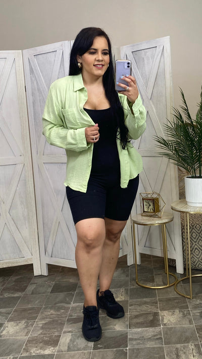 Joslyn Button Up Top (Light Matcha)