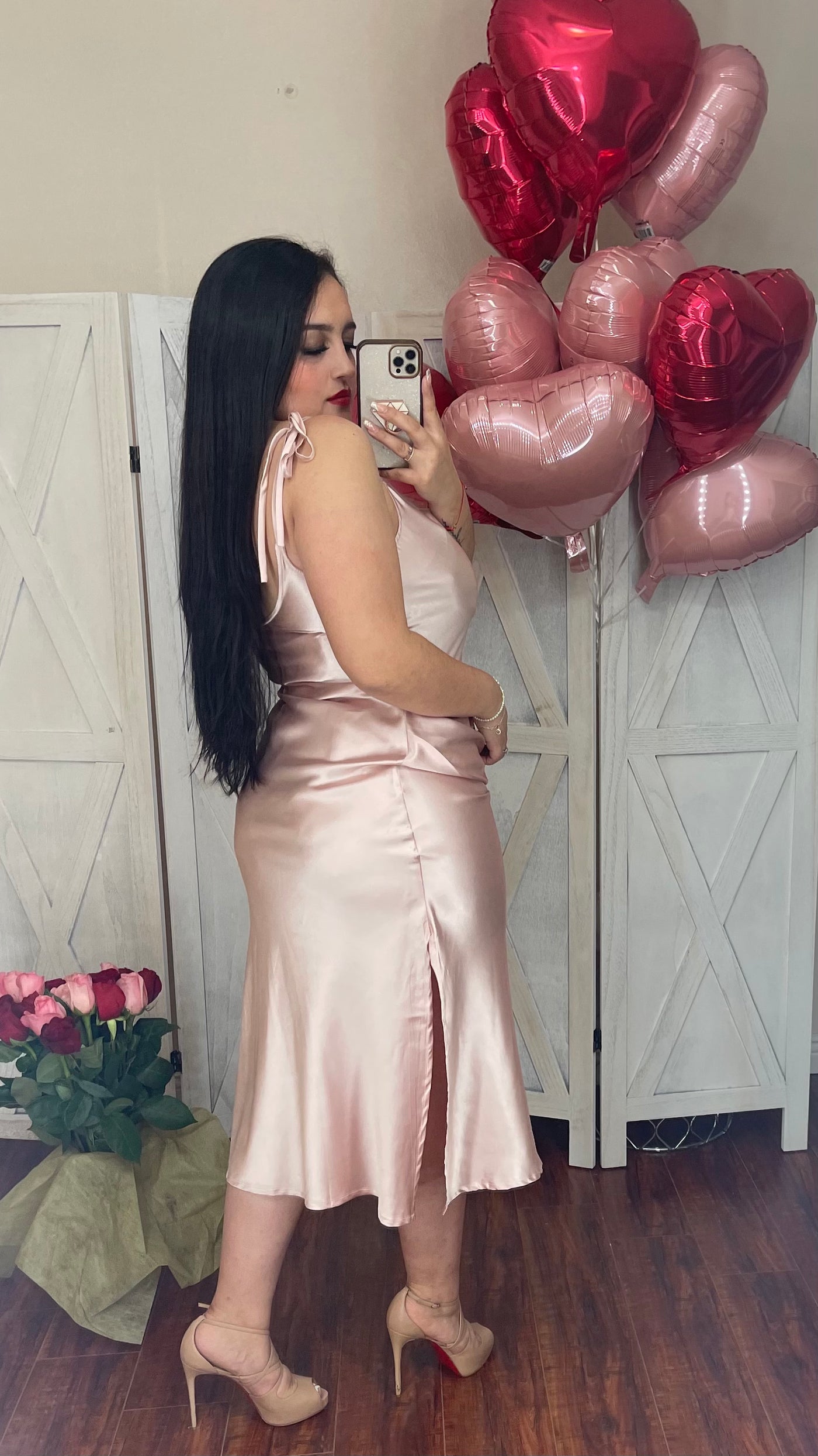 Love Story Satin Dress (Light Pink)
