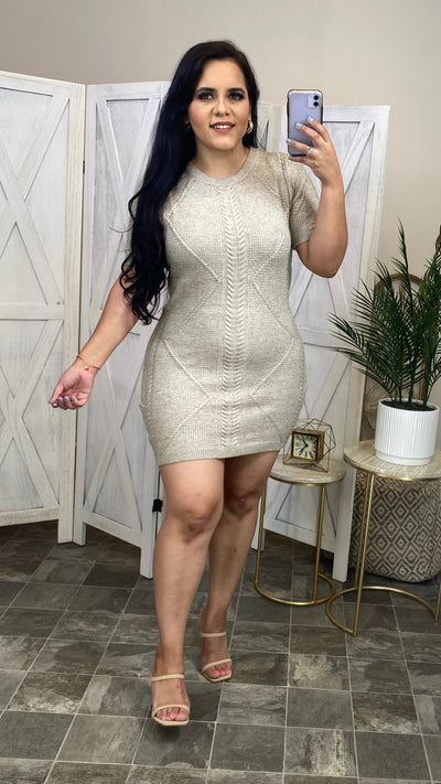 Set The Tone Sweater Dress (Grey/Oatmeal)