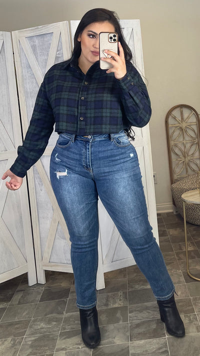 Fall Vibes Crop Flannel