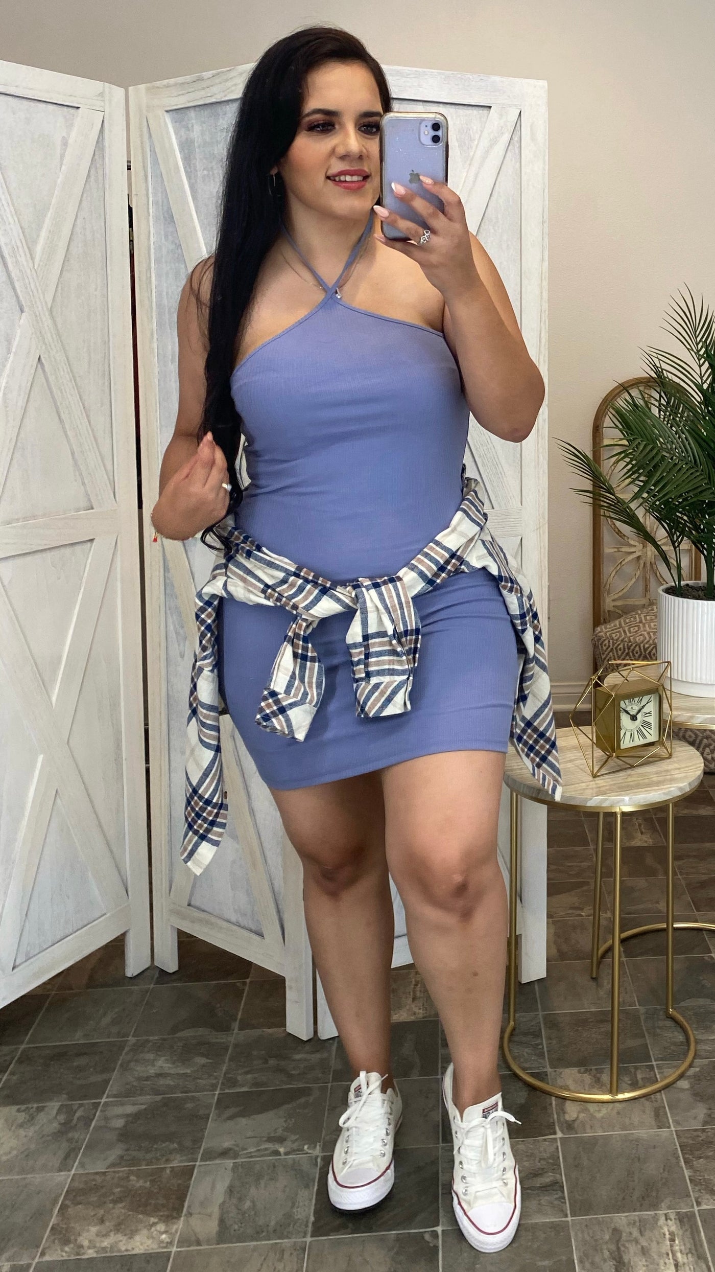 Pick Me Up Halter Dress (Blue)