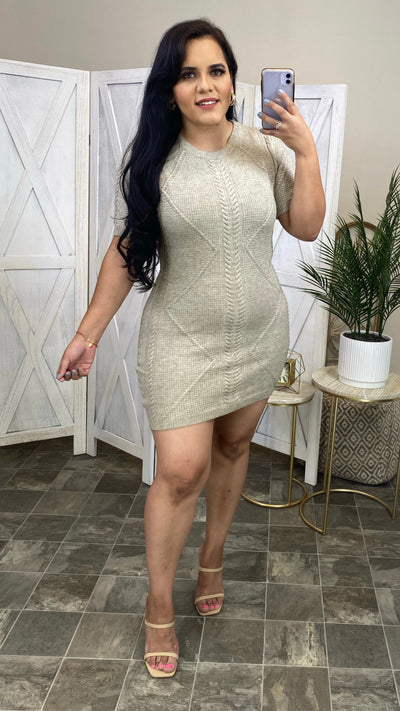 Set The Tone Sweater Dress (Grey/Oatmeal)
