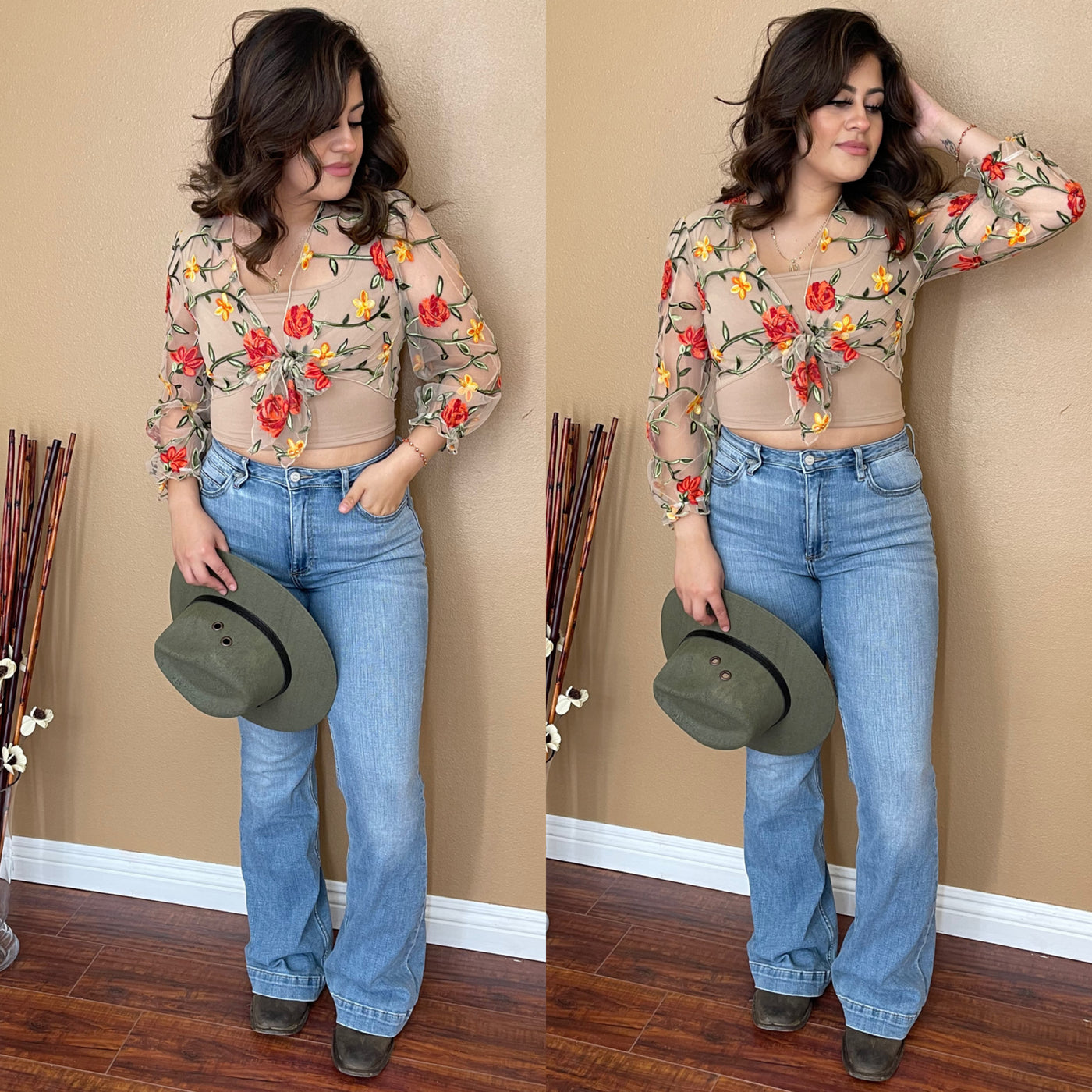Embroidered Crop Cardigan