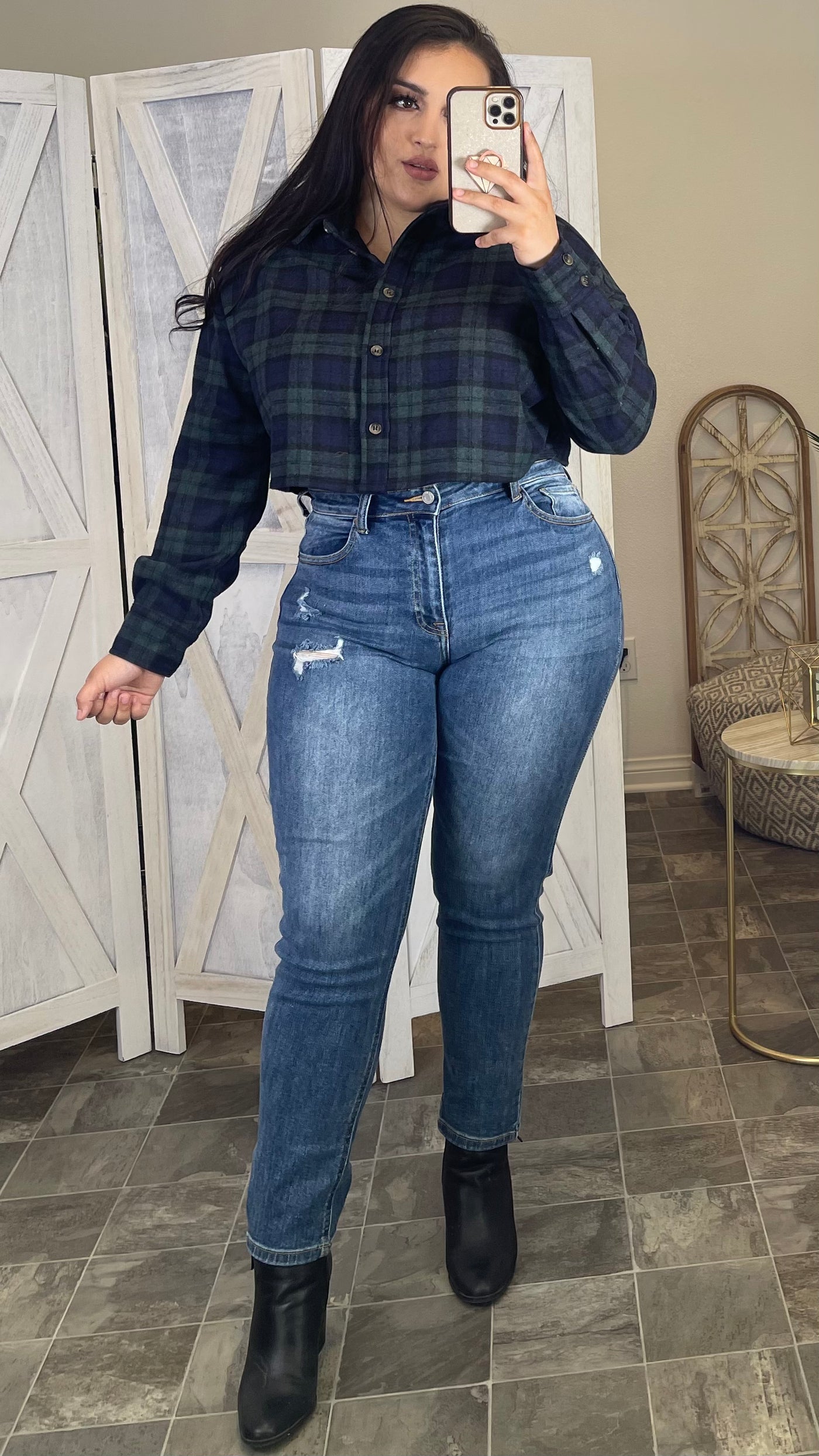 Fall Vibes Crop Flannel