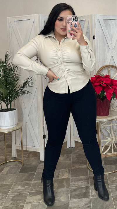 Leather Blouse (Cream)