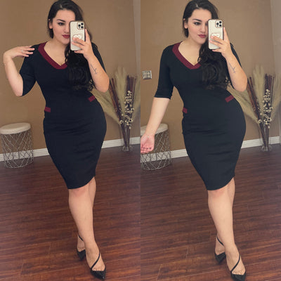Danielle Dress (Black/Burgundy)