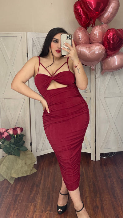 All Eyes On Me Dress (Burgundy )
