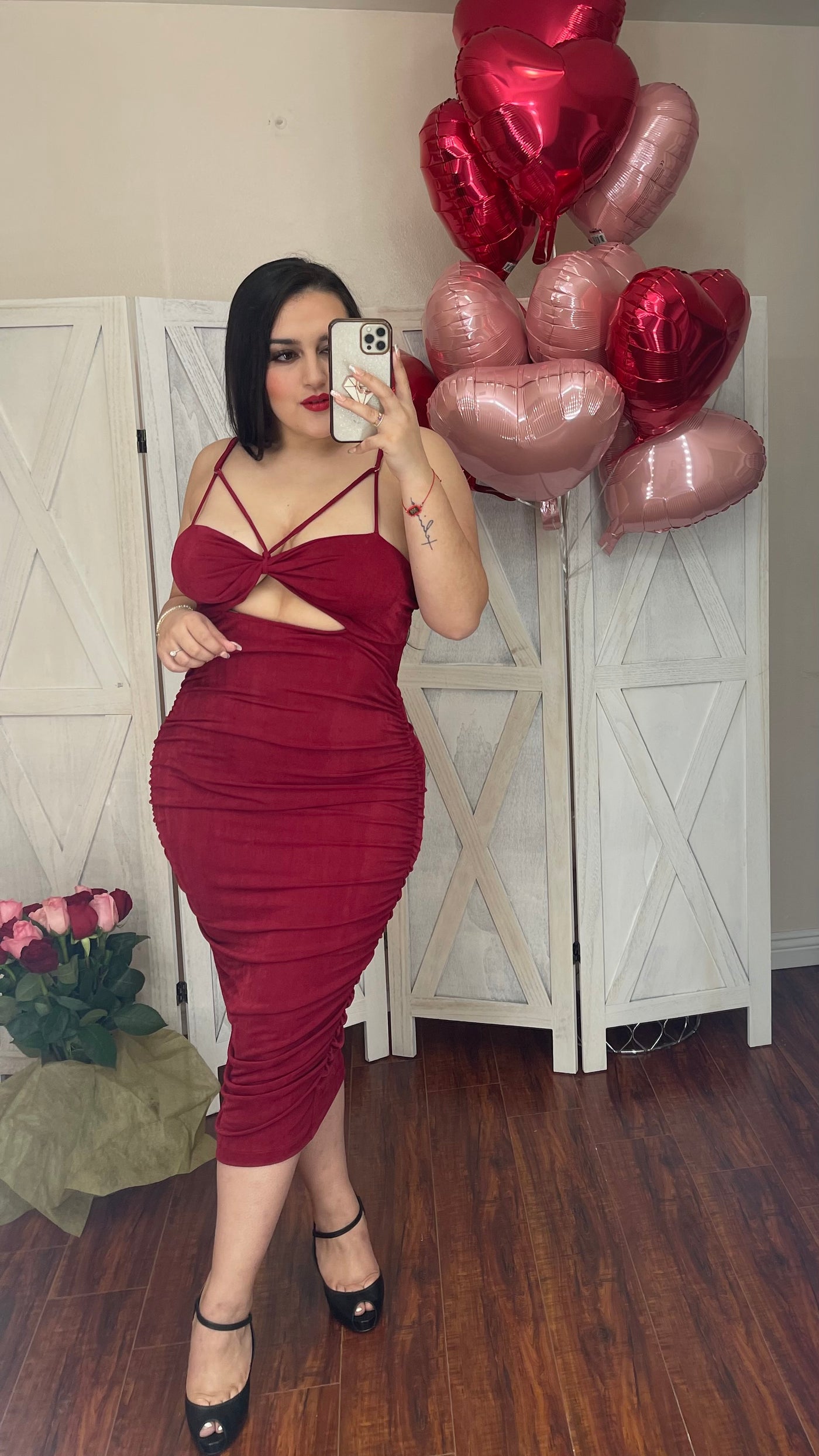 All Eyes On Me Dress (Burgundy )