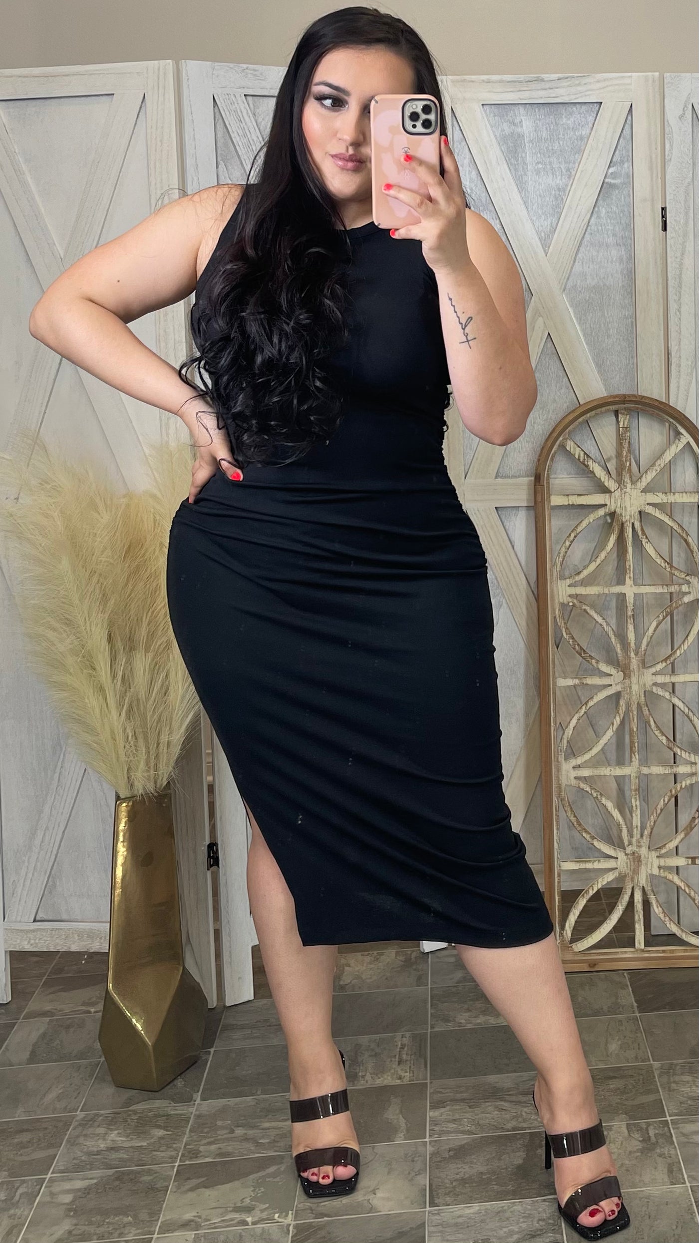 Knit Midi Dress (Black)