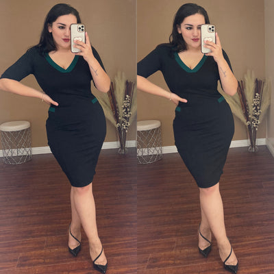 Danielle Dress (Black/Hunter Green)