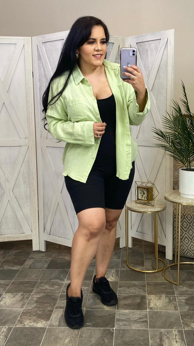 Joslyn Button Up Top (Light Matcha)